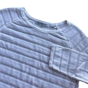 eight eight eight Womens S White Striped Knit Cotton 3/4 Sleeve Sweater Top Chic